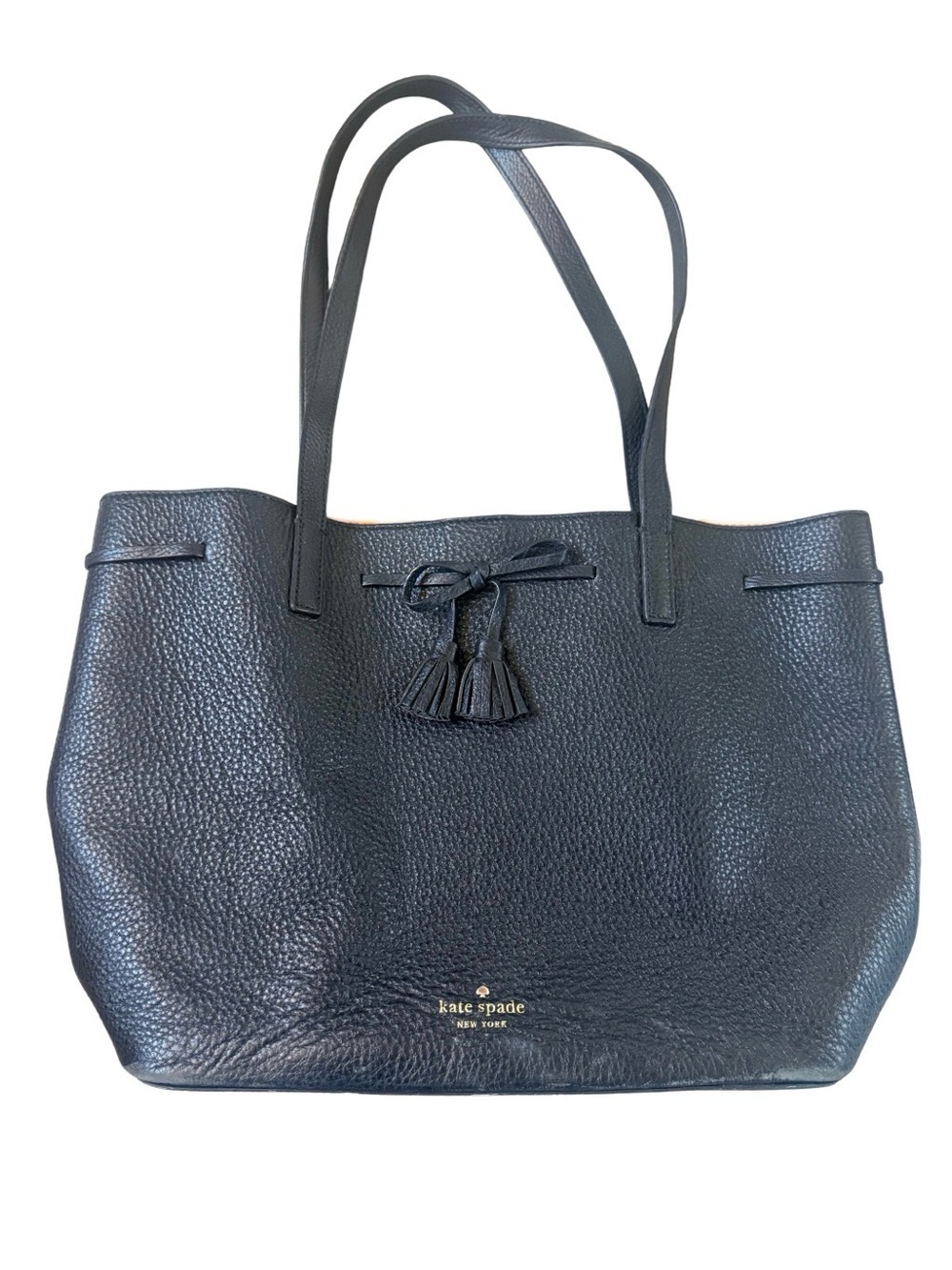 Kate Spade Hayes Tote Bag Black Pebbled Leather